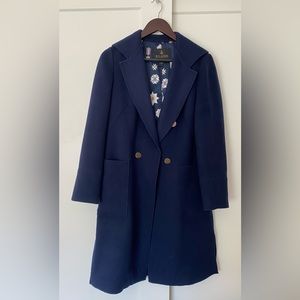 Korean Style Wool Coat Navy Color